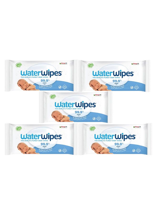 WaterWipes Purest Baby Wipes Sensitive Skin 5 x 60s (300 wipes) Pack Of 5