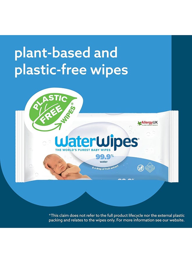 WaterWipes Purest Baby Wipes Sensitive Skin 5 x 60s (300 wipes) Pack Of 5