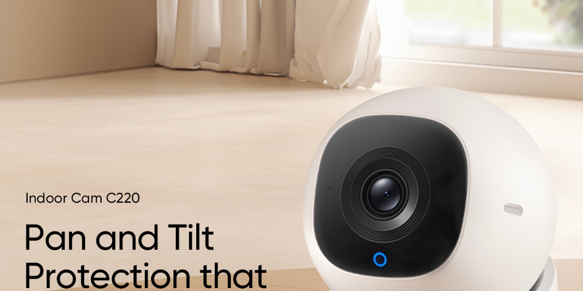 Security Indoor Cam C220, 2K Resolution Security Camera with 360° PTZ, Plug-in Security Indoor Camera with 2.4G Wi-Fi, Human/Motion AI, Night Vision, AI Tracking, HomeBase S380 Compatible