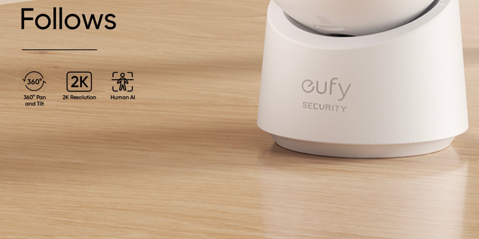 Security Indoor Cam C220, 2K Resolution Security Camera with 360° PTZ, Plug-in Security Indoor Camera with 2.4G Wi-Fi, Human/Motion AI, Night Vision, AI Tracking, HomeBase S380 Compatible