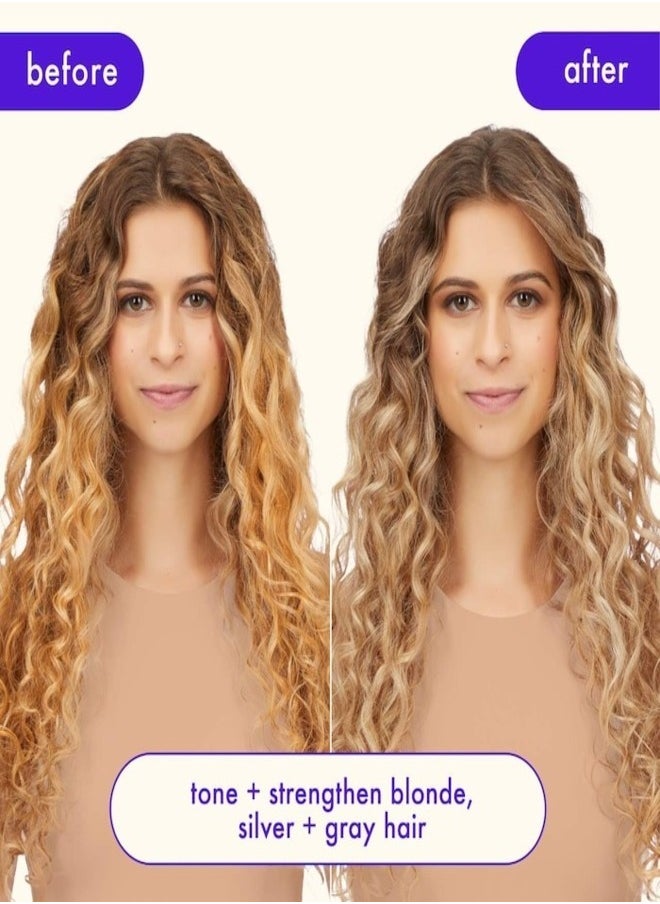 Amika Bust Your Brass Toning Repair Mask 250ml – Ultra-Violet, Deep Conditioning Hair Mask with Bond Cure Technology to Neutralize Brassiness and Repair Damage for Blonde, Silver, and Gray Hair – Restores Cool Tones, Strength, and Shine, Vegan & Cruelty-Free