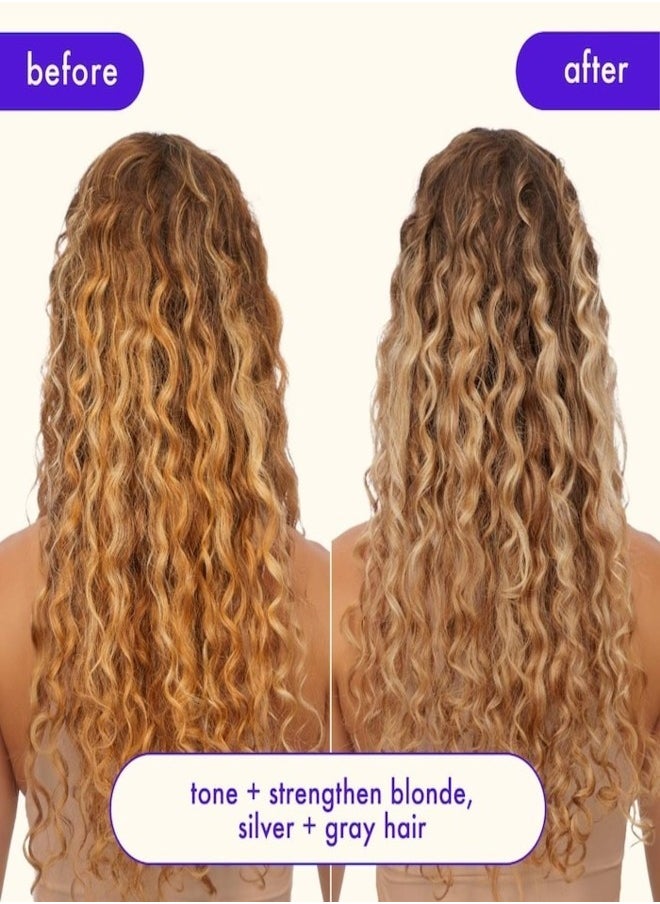 Amika Bust Your Brass Toning Repair Mask 250ml – Ultra-Violet, Deep Conditioning Hair Mask with Bond Cure Technology to Neutralize Brassiness and Repair Damage for Blonde, Silver, and Gray Hair – Restores Cool Tones, Strength, and Shine, Vegan & Cruelty-Free