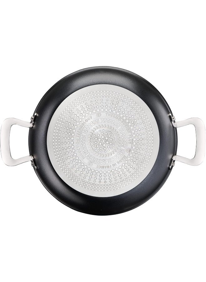 TEFAL Shallow Cooking Pot | G6 Unlimited  Shallowpot with Glass Lid | Non-Stick with Thermo-Signal | Aluminium | Black | Made in France | 2 Years Warranty | G2557102 Black 26cm