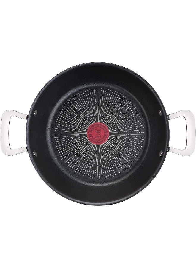 TEFAL Shallow Cooking Pot | G6 Unlimited  Shallowpot with Glass Lid | Non-Stick with Thermo-Signal | Aluminium | Black | Made in France | 2 Years Warranty | G2557102 Black 26cm