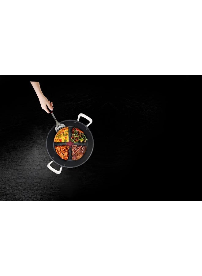 TEFAL Shallow Cooking Pot | G6 Unlimited  Shallowpot with Glass Lid | Non-Stick with Thermo-Signal | Aluminium | Black | Made in France | 2 Years Warranty | G2557102 Black 26cm