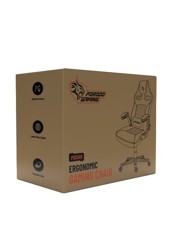 Gaming Chair with Fabric Covered Cushion and Class3 100mm Gas Lift / Breathable Fabric /Adjustable Armrest / Lumbar Pillow / Comfortable & Durable / Ergonomic Gaming Chair - Black