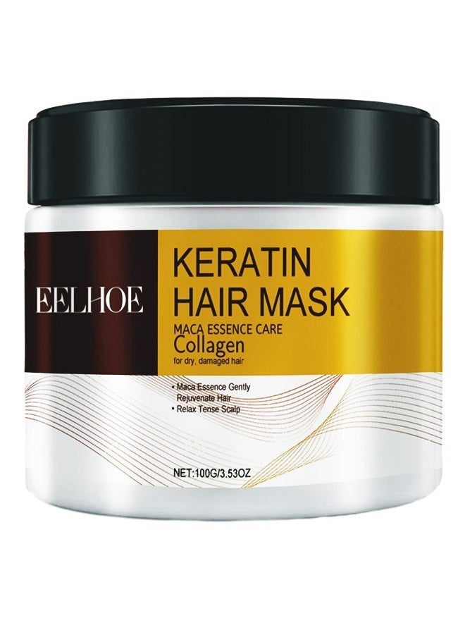 EELHOE Collagen Hair Treatment Deep Repair Conditioning Argan Oil Collagen Hair Mask Essence for Dry Damaged Hair All Hair Types 100g
