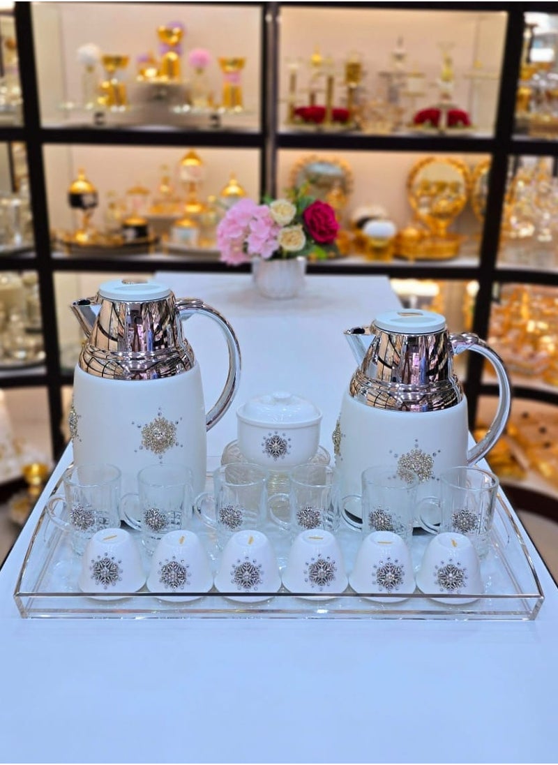 22Pieces New Full Set Thermose 2Thermos 6Teacup With 6saucer 6Guava Cup 1Sugar Bowl 1Tray
