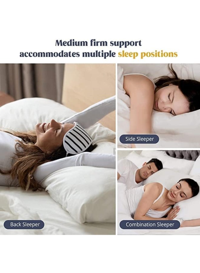 2-Piece Luxury Hotel Soft Down Alternative Pillow with Stripe Patterned, 800g Filling, Ultra-Soft & Supportive Cotton White 48x74cm