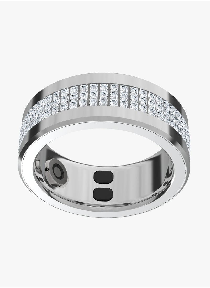 Jewels Smart Ring Health Tracker M Size 8 18.2mm / Works with App  / Heart Rate & Sleep Monitor/ Sports Mode/Calorie/Distance/Pedometer/Daily Fitness /Menstrual Cycle/SpO2/Body Temperature - Silver