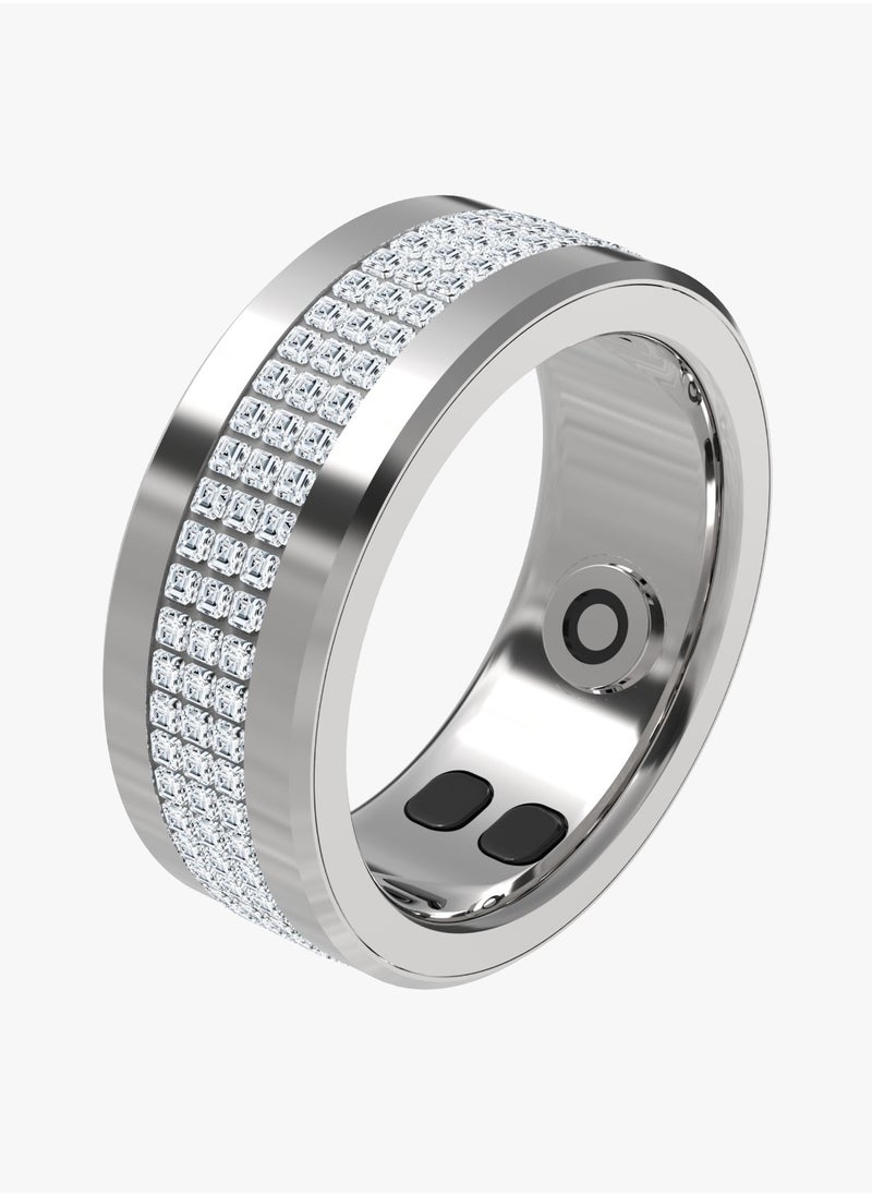 Jewels Smart Ring Health Tracker M Size 8 18.2mm / Works with App  / Heart Rate & Sleep Monitor/ Sports Mode/Calorie/Distance/Pedometer/Daily Fitness /Menstrual Cycle/SpO2/Body Temperature - Silver