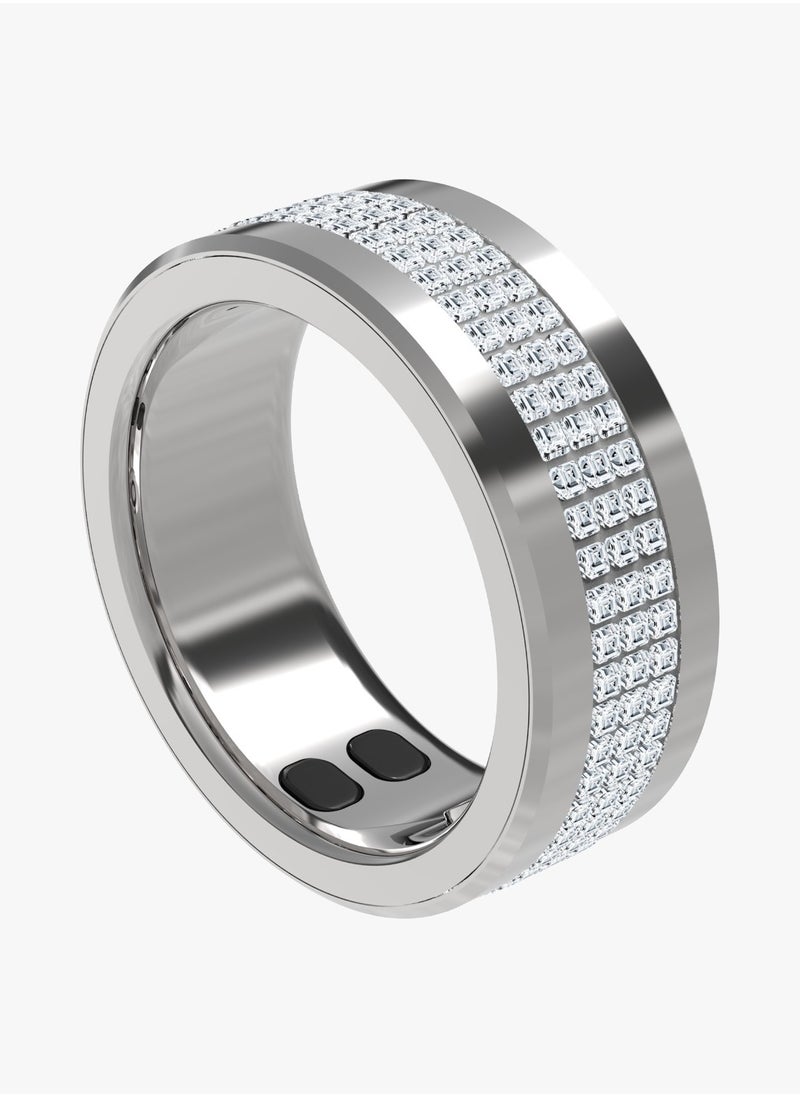Jewels Smart Ring Health Tracker M Size 8 18.2mm / Works with App  / Heart Rate & Sleep Monitor/ Sports Mode/Calorie/Distance/Pedometer/Daily Fitness /Menstrual Cycle/SpO2/Body Temperature - Silver