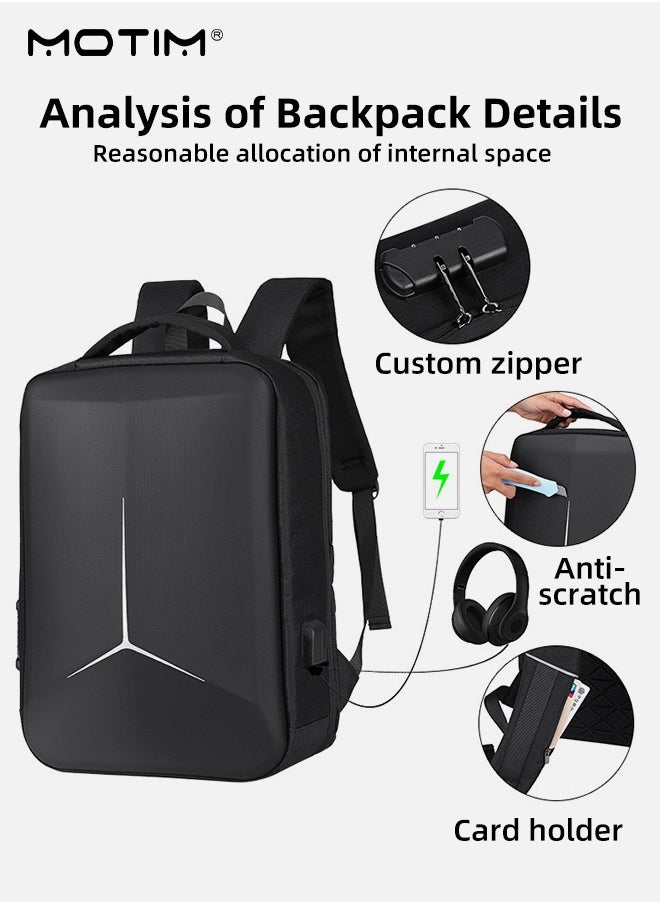 Business Travel EVA Laptop Backpack, 15.6 inch Anti-Theft Waterproof Computer Bag with USB Charging Port and Password Lock, College School Backpack, 35 L