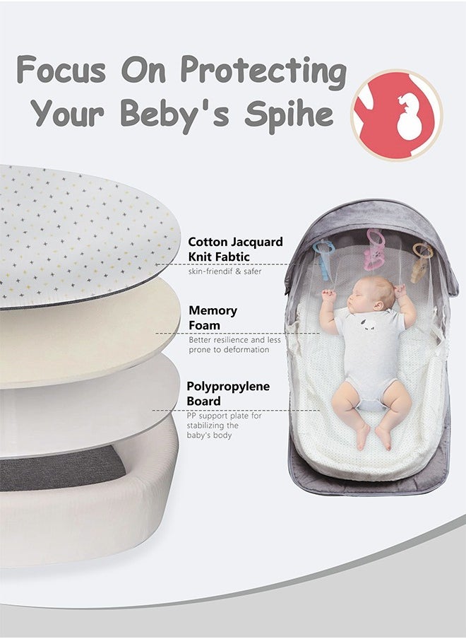 Baby Bed Portable Baby Bed Foldable Infant Crib With Cartoon Toys Detachable Cotton Cover Suitable for Travel and Home Use Easy to Carry