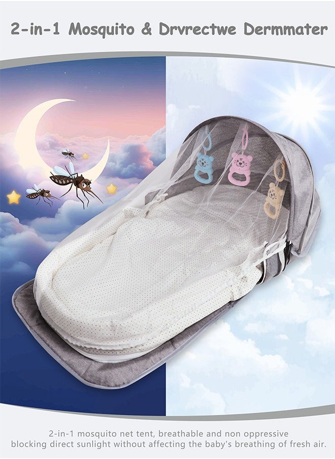 Baby Bed Portable Baby Bed Foldable Infant Crib With Cartoon Toys Detachable Cotton Cover Suitable for Travel and Home Use Easy to Carry