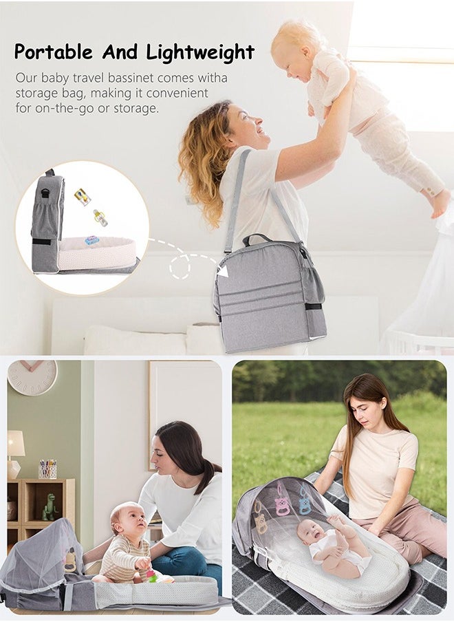 Baby Bed Portable Baby Bed Foldable Infant Crib With Cartoon Toys Detachable Cotton Cover Suitable for Travel and Home Use Easy to Carry