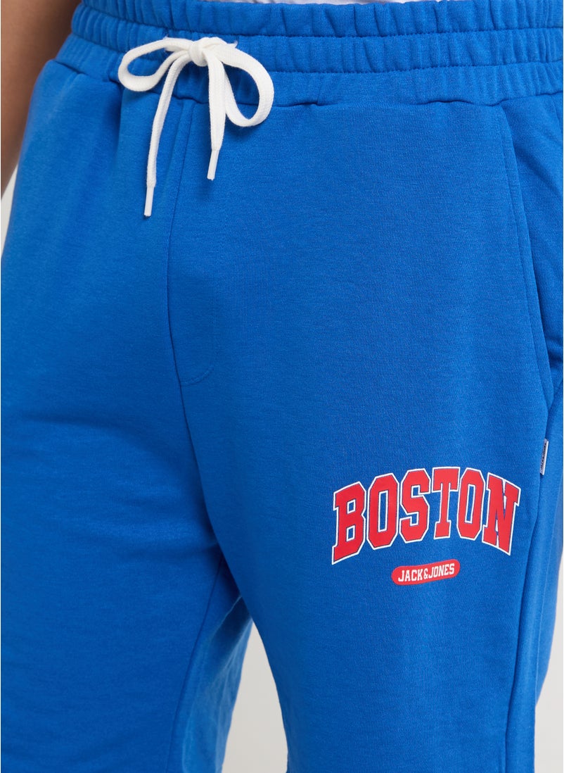 Text Print Drawstring Shorts