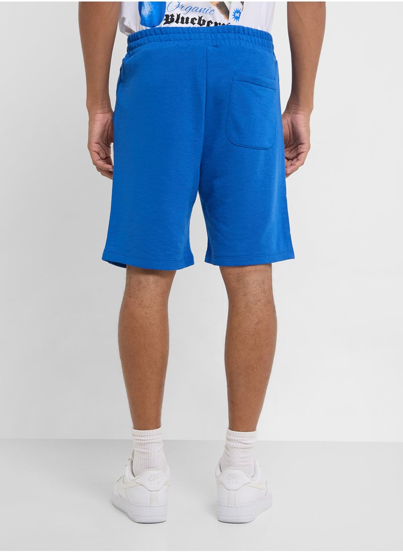 Text Print Drawstring Shorts