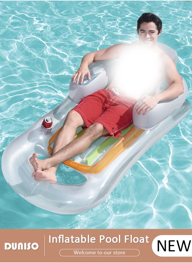 Pool Floats, Pool Lounger with Head Pillow, Lake Raft, Large Luxury Inflatable Swimming Pool Floating Ball, Portable Water Hammock, Recliner, Beach Floaty Party Toys for Kids Adults