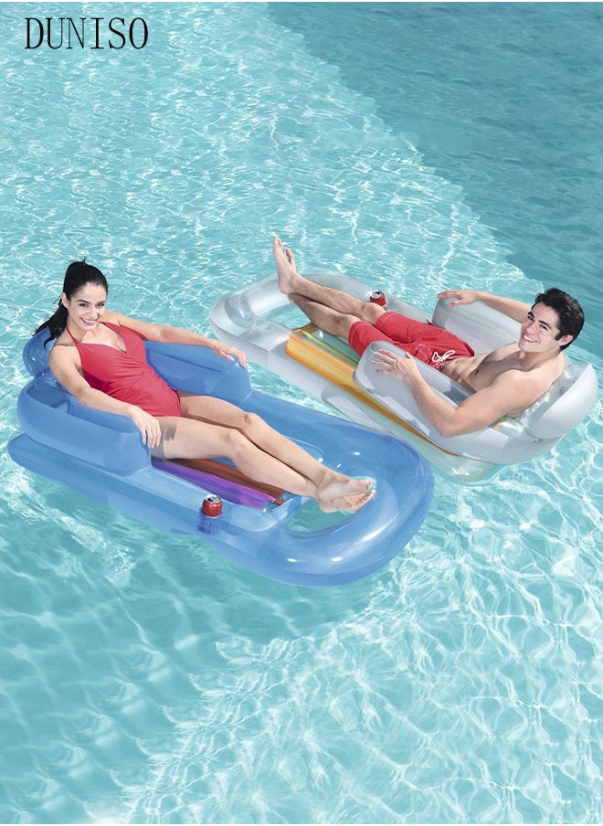 Pool Floats, Pool Lounger with Head Pillow, Lake Raft, Large Luxury Inflatable Swimming Pool Floating Ball, Portable Water Hammock, Recliner, Beach Floaty Party Toys for Kids Adults