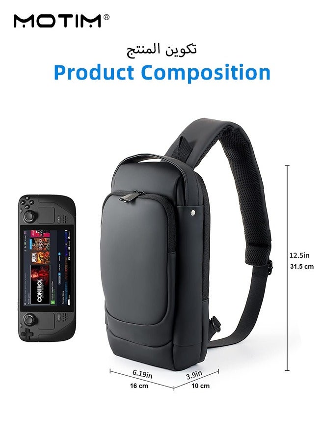 Carrying Case for Steam Deck & Accessories, Portable Steam Deck Travel Storage Bag, Crossbody Bag with Pockets, Waterproof and Shockproof for Protector Case, Large Capacity