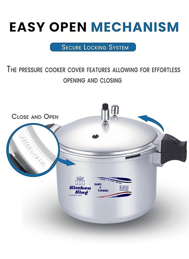 7Liters Kitchen King Blaze 7L Premium Pressure Cooker – Anodized Aluminium, High-Pressure Cooking, GRS Safety, Pressure Indicator, Extra Gas Kit, Multipurpose Use, Heavy Base, Easy Open Handle Silver