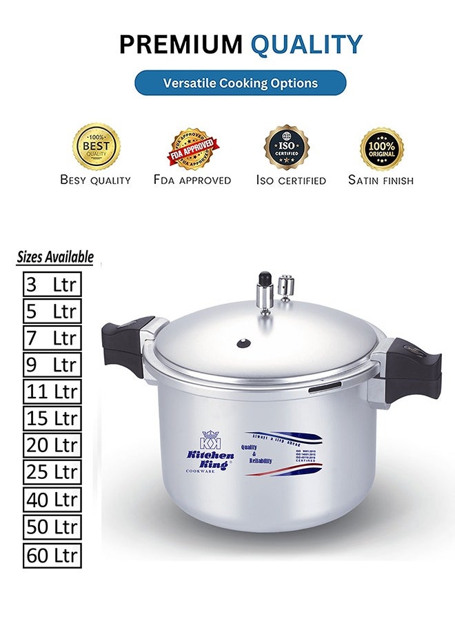 9Liters KitchenKing Blaze Anodized Pressure Cooker with Extra Gas Kit-Controlled Gas Release System-Pressure Indication Pin-Extra Safety Easy Opening & Heat Resistant Handle Silver