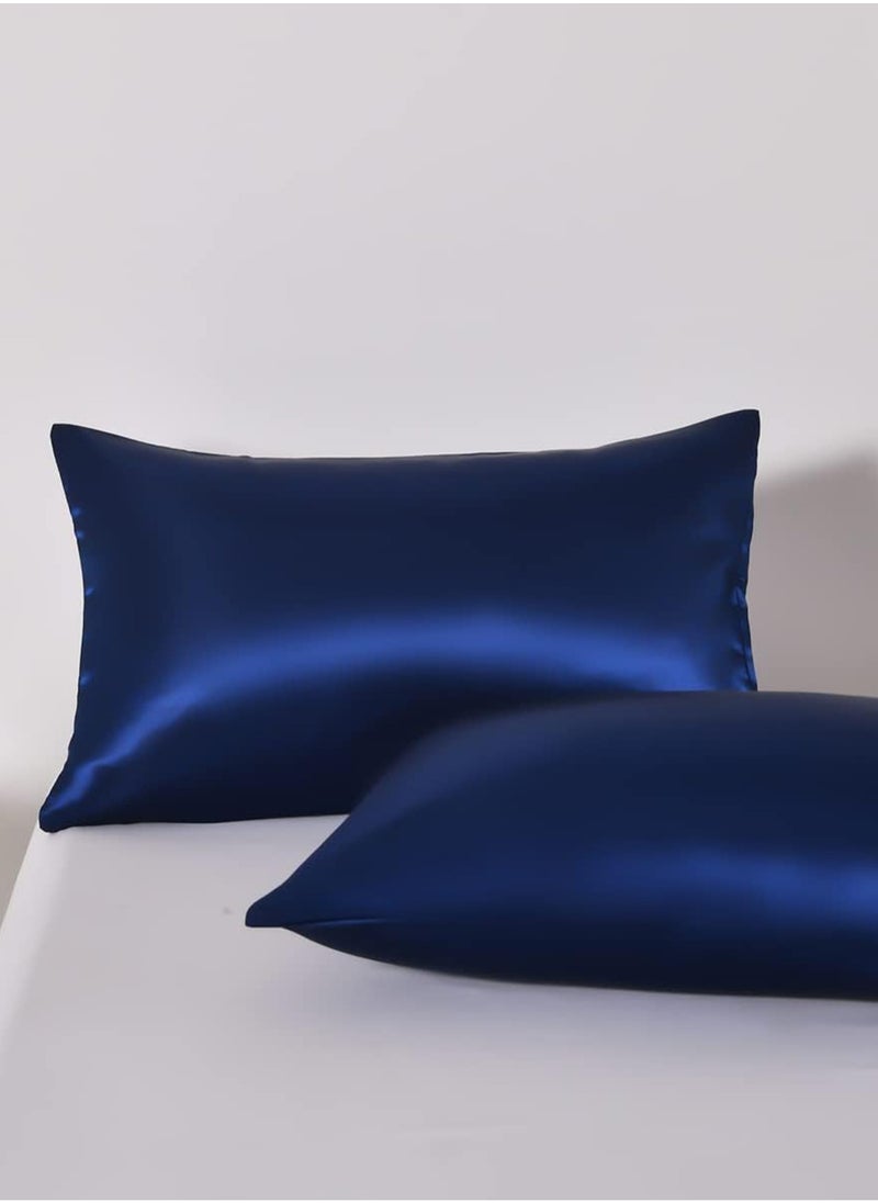 4piece Duvet Cover Sets Single Size Luxury Satin Set Skin-friendly and Comfortable and Smooth 1 quilt cover(160*210) 1 fitted bedsheet (120*200+30) 2 Pillow Cases (50*75) Silky blue