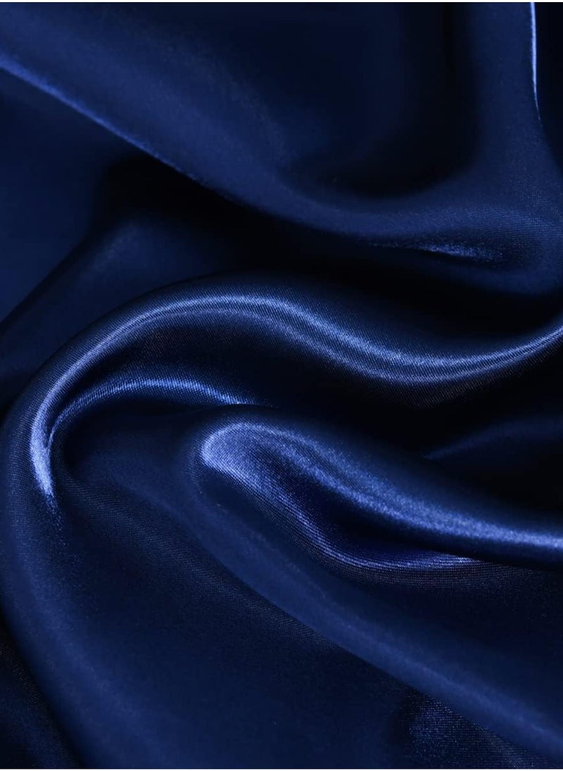 4piece Duvet Cover Sets Single Size Luxury Satin Set Skin-friendly and Comfortable and Smooth 1 quilt cover(160*210) 1 fitted bedsheet (120*200+30) 2 Pillow Cases (50*75) Silky blue