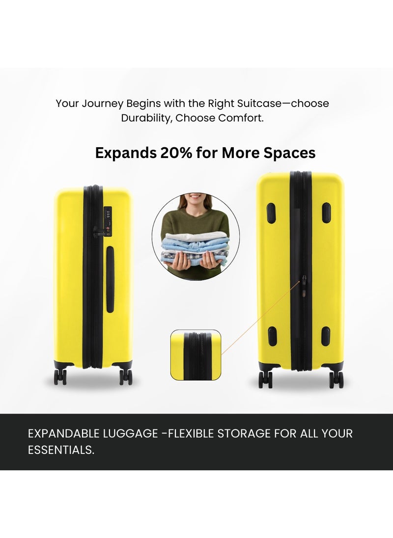 National Geographic Cruise 100% PC Hardshell Suitcase Set, Durable Lightweight  TSA Combination Lock Travel Luggage, 4 Quite Spinner Wheel, 3pcs Trolley Bag (20+24+28 Inch) Yellow.
