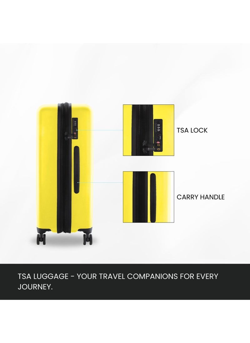 National Geographic Cruise 100% PC Hardshell Suitcase Set, Durable Lightweight  TSA Combination Lock Travel Luggage, 4 Quite Spinner Wheel, 3pcs Trolley Bag (20+24+28 Inch) Yellow.