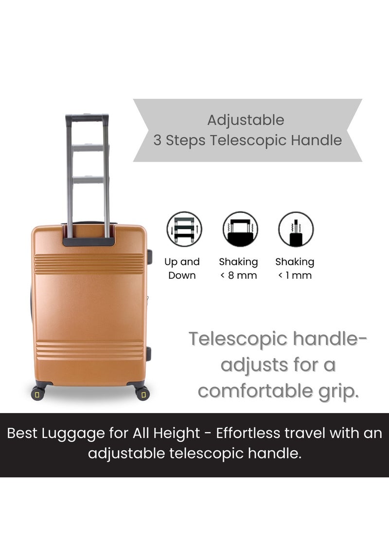 National Geographic Lodge Travel Suitcase Set, 100% PC Durable Lightweight Hard Shell Expandable Luggage, 4 Double Wheel, TSA Lock 3pcs Trolley Bag Copper (20+24+28 Inch).