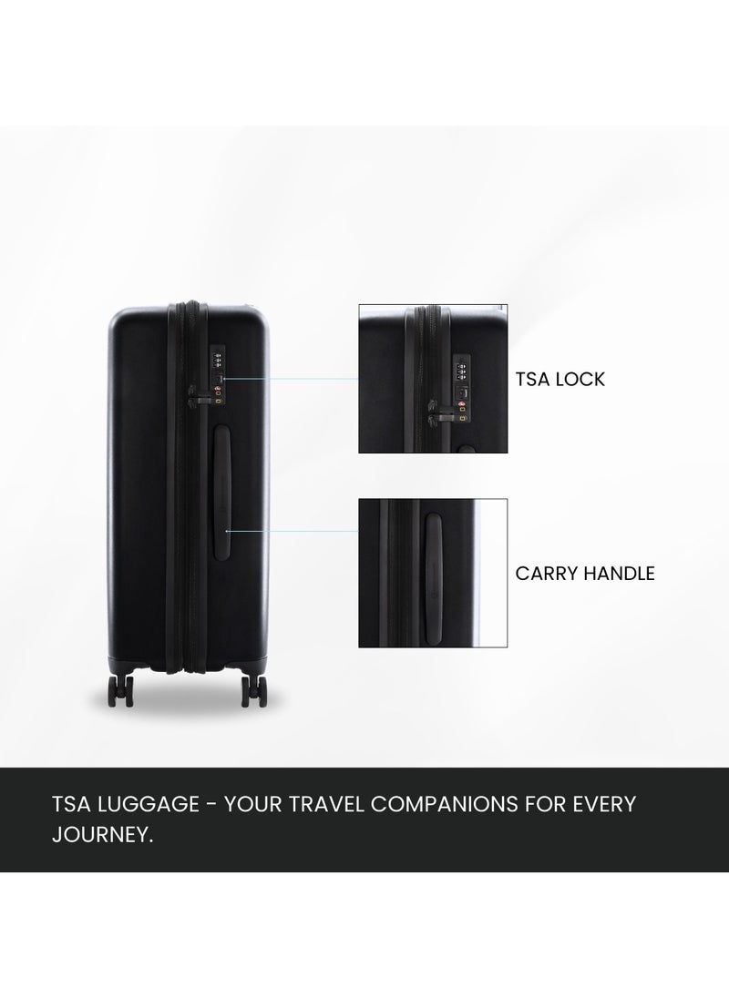 National Geographic Cruise 100% PC Hardshell Suitcase Set, Durable Lightweight  TSA Combination Lock Travel Luggage, 4 Quite Spinner Wheel, 3pcs Trolley Bag (20+24+28 Inch) Black.