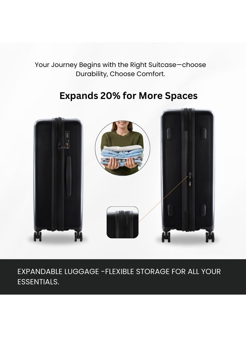 National Geographic Cruise 100% PC Hardshell Suitcase Set, Durable Lightweight  TSA Combination Lock Travel Luggage, 4 Quite Spinner Wheel, 3pcs Trolley Bag (20+24+28 Inch) Black.