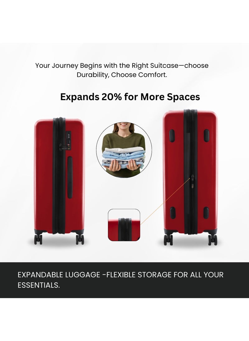National Geographic Cruise 100% PC Hardshell Suitcase Set, Durable Lightweight  TSA Combination Lock Travel Luggage, 4 Quite Spinner Wheel, 3pcs Trolley Bag (20+24+28 Inch) Burgundy.