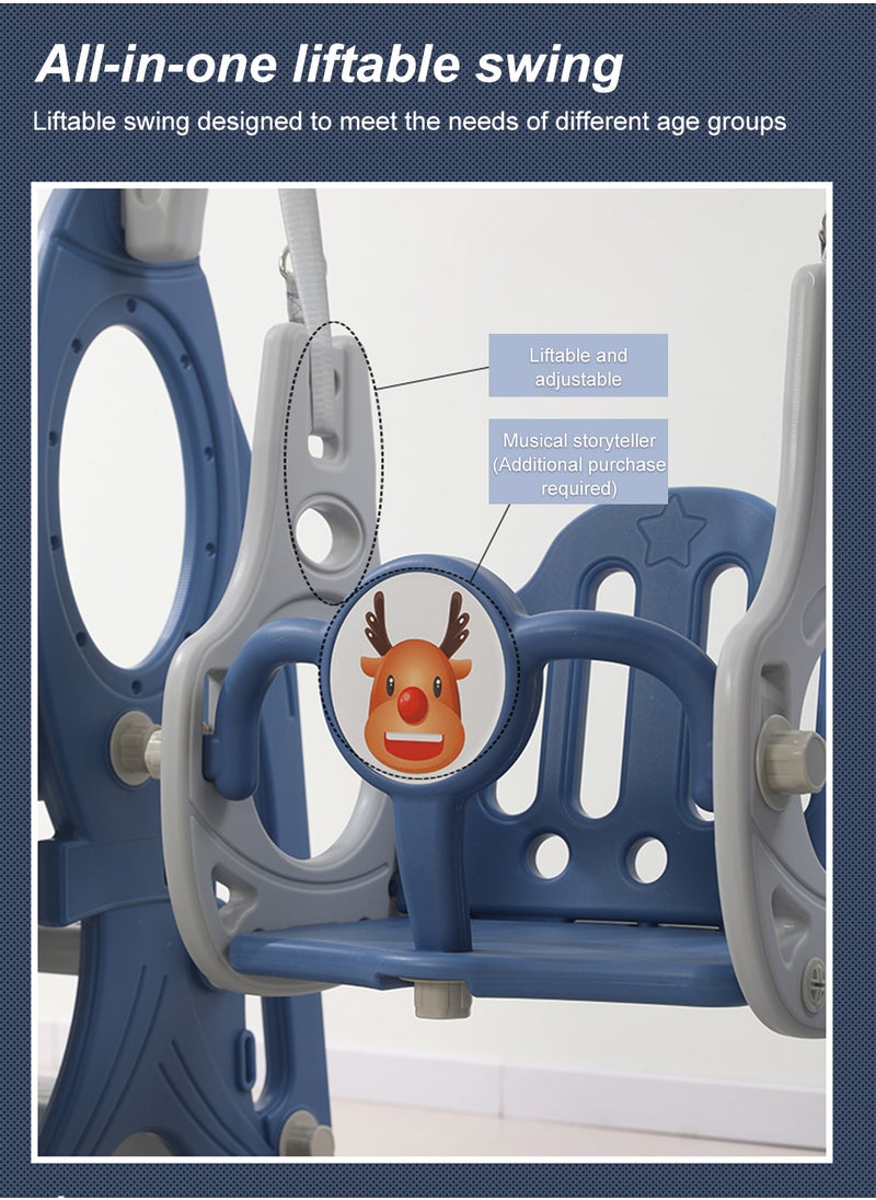 4 in 1 Kids Slide and Swing Set, Indoor/Outdoor Playground for Kids Baby with Basketball Hoop, Climber Slide Toddlers Playset for Boys and Girls Backyard Playground