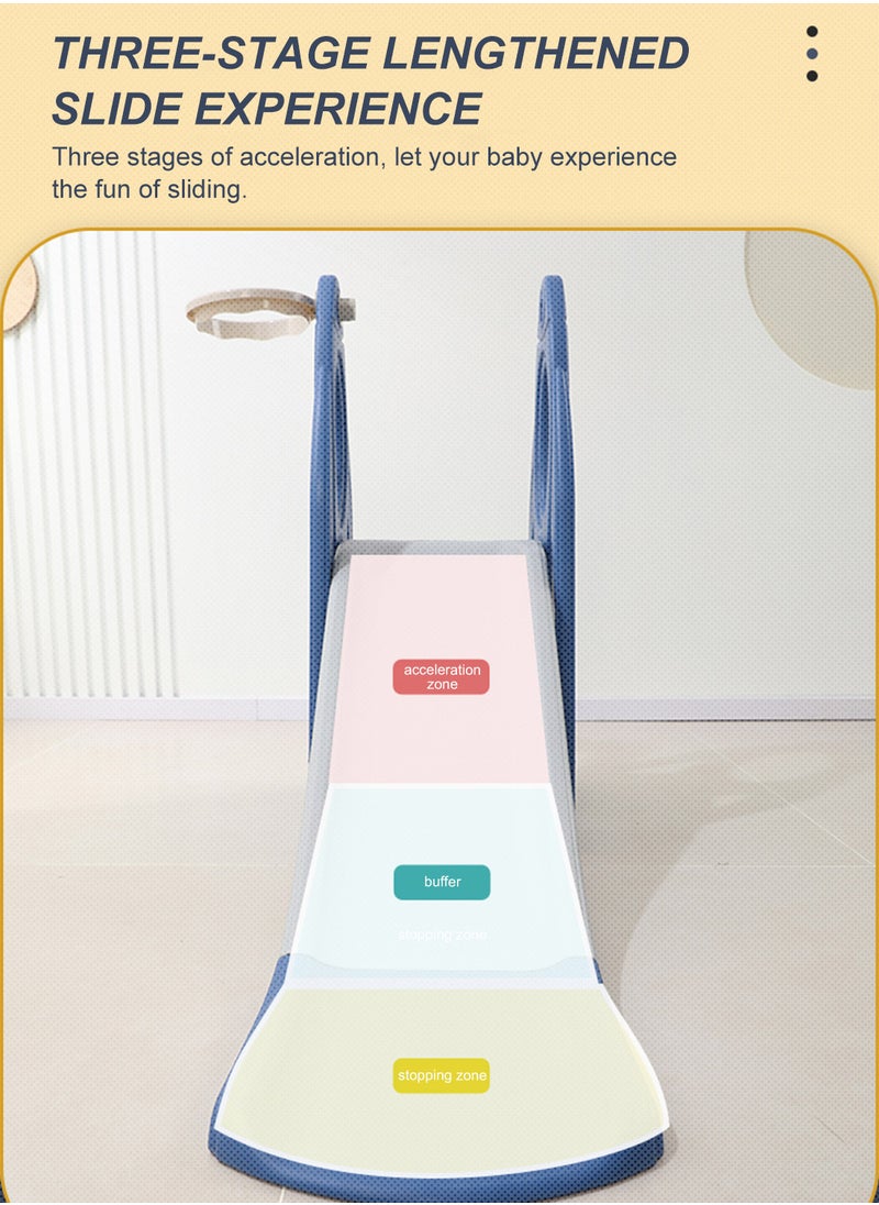 4 in 1 Kids Slide and Swing Set, Indoor/Outdoor Playground for Kids Baby with Basketball Hoop, Climber Slide Toddlers Playset for Boys and Girls Backyard Playground