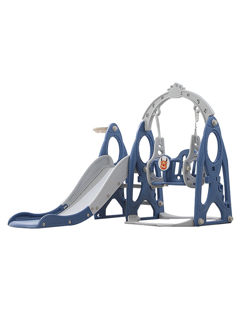 4 in 1 Kids Slide and Swing Set, Indoor/Outdoor Playground for Kids Baby with Basketball Hoop, Climber Slide Toddlers Playset for Boys and Girls Backyard Playground