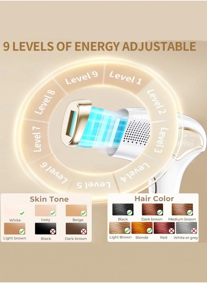 Laser Hair Removal IPL Permanent Home Hair Removal Device for Facial Peach Fuzz, Underarms, Bikini Line and Legs