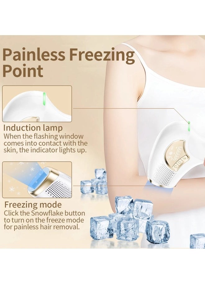 Laser Hair Removal IPL Permanent Home Hair Removal Device for Facial Peach Fuzz, Underarms, Bikini Line and Legs