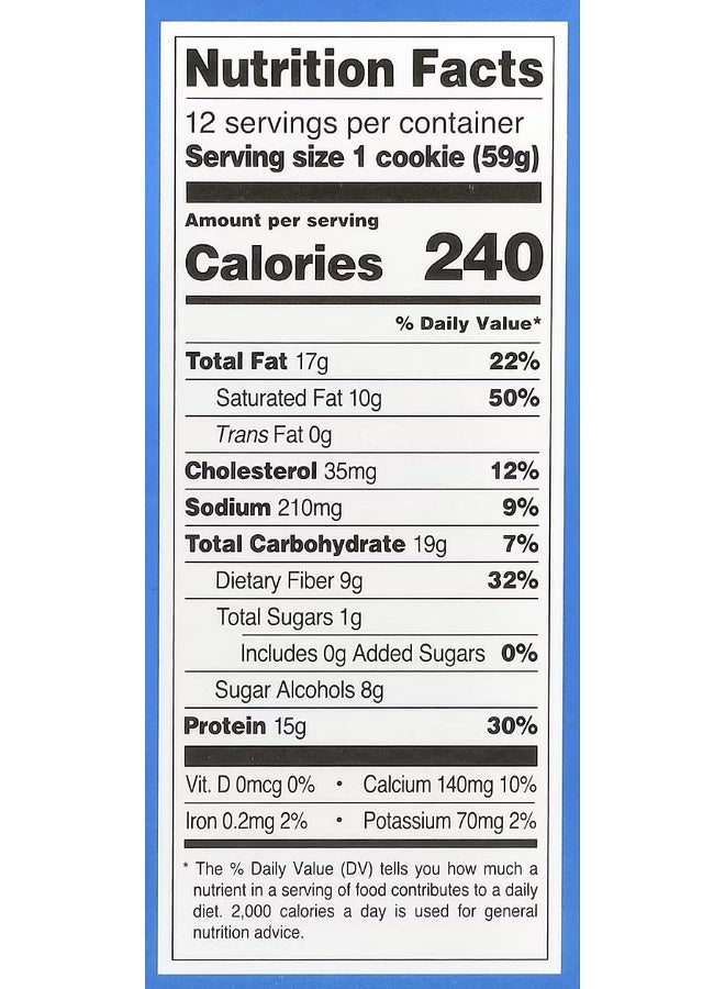 Protein Cookie, Chocolate Chip, 12 Cookies, 2.08 oz (59 g) Each