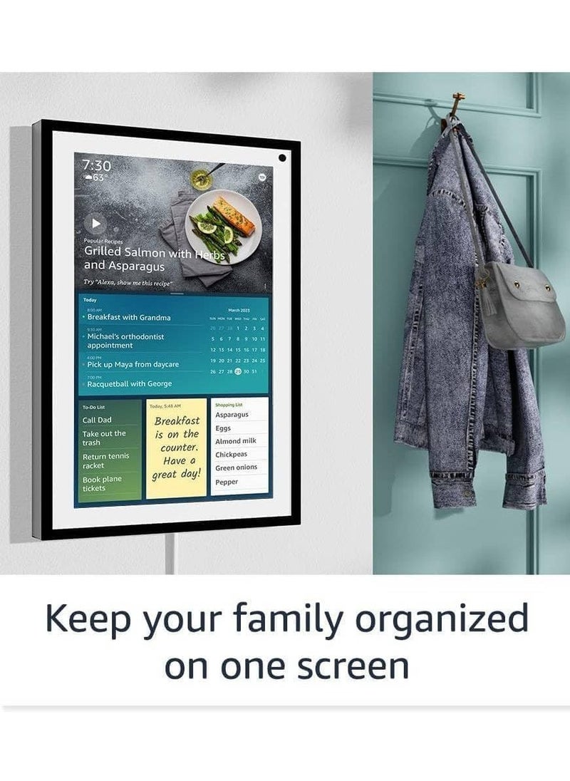 Echo Show 15 with Alexa 15.6-inch HD Touch Display Wireless Wi-Fi and Bluetooth Connectivity Built-in Microphone Dual 1.6-inch Full-Range Speakers 5MP Camera Wall Mount Latest Version - Black