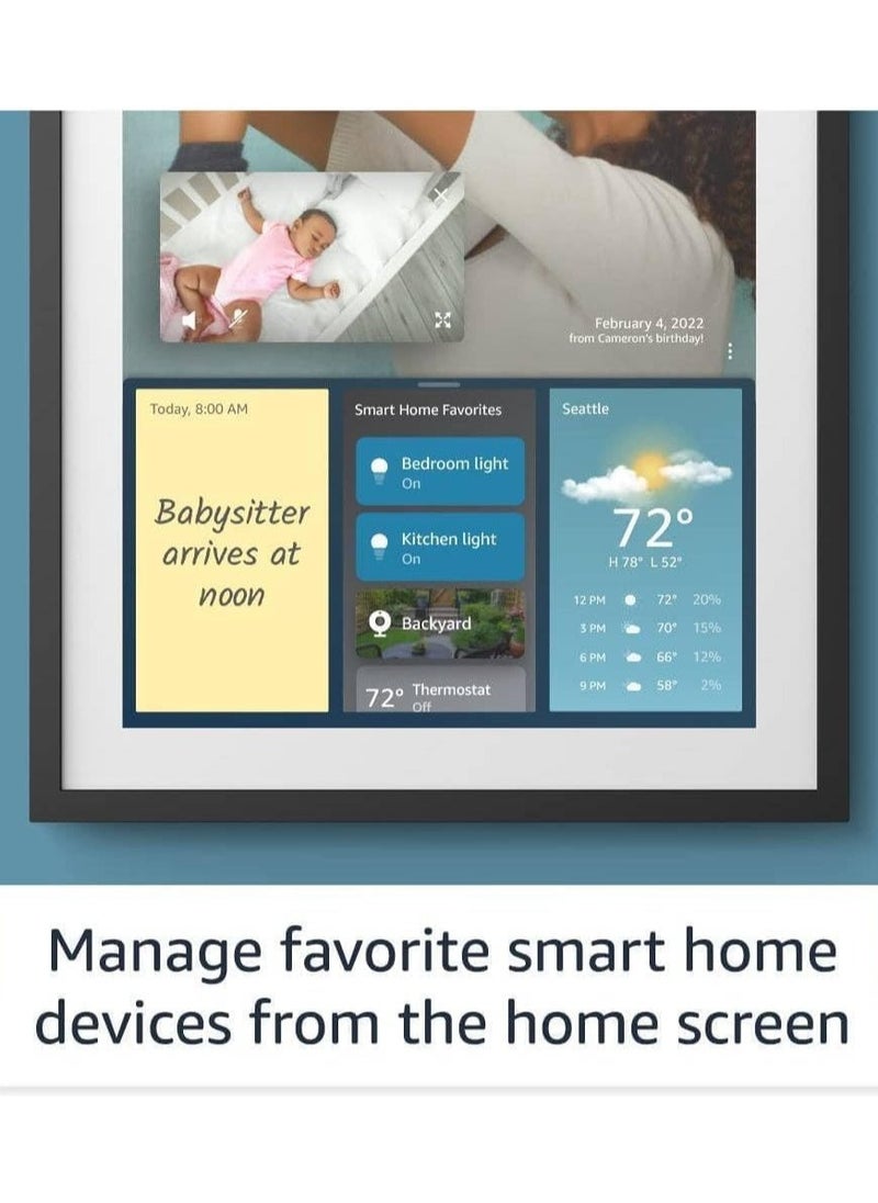 Echo Show 15 with Alexa 15.6-inch HD Touch Display Wireless Wi-Fi and Bluetooth Connectivity Built-in Microphone Dual 1.6-inch Full-Range Speakers 5MP Camera Wall Mount Latest Version - Black