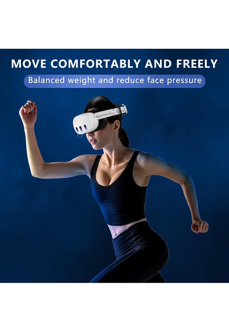 Head Strap with 10000mAh Battery for Oculus/Meta Quest 3, Adjustable Headband Bracket with RGB Light, Extend 2-4 Hours Playtime & Pressure Reduction VR Accessory