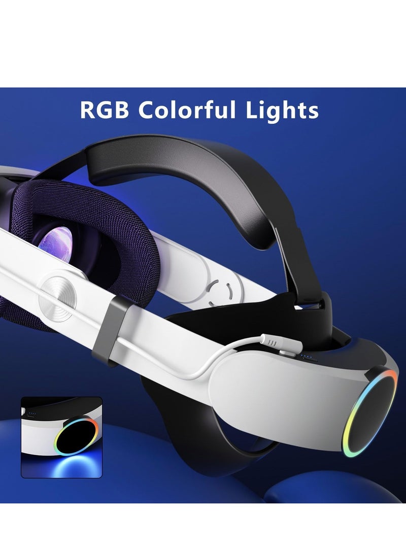 Head Strap with 10000mAh Battery for Oculus/Meta Quest 3, Adjustable Headband Bracket with RGB Light, Extend 2-4 Hours Playtime & Pressure Reduction VR Accessory