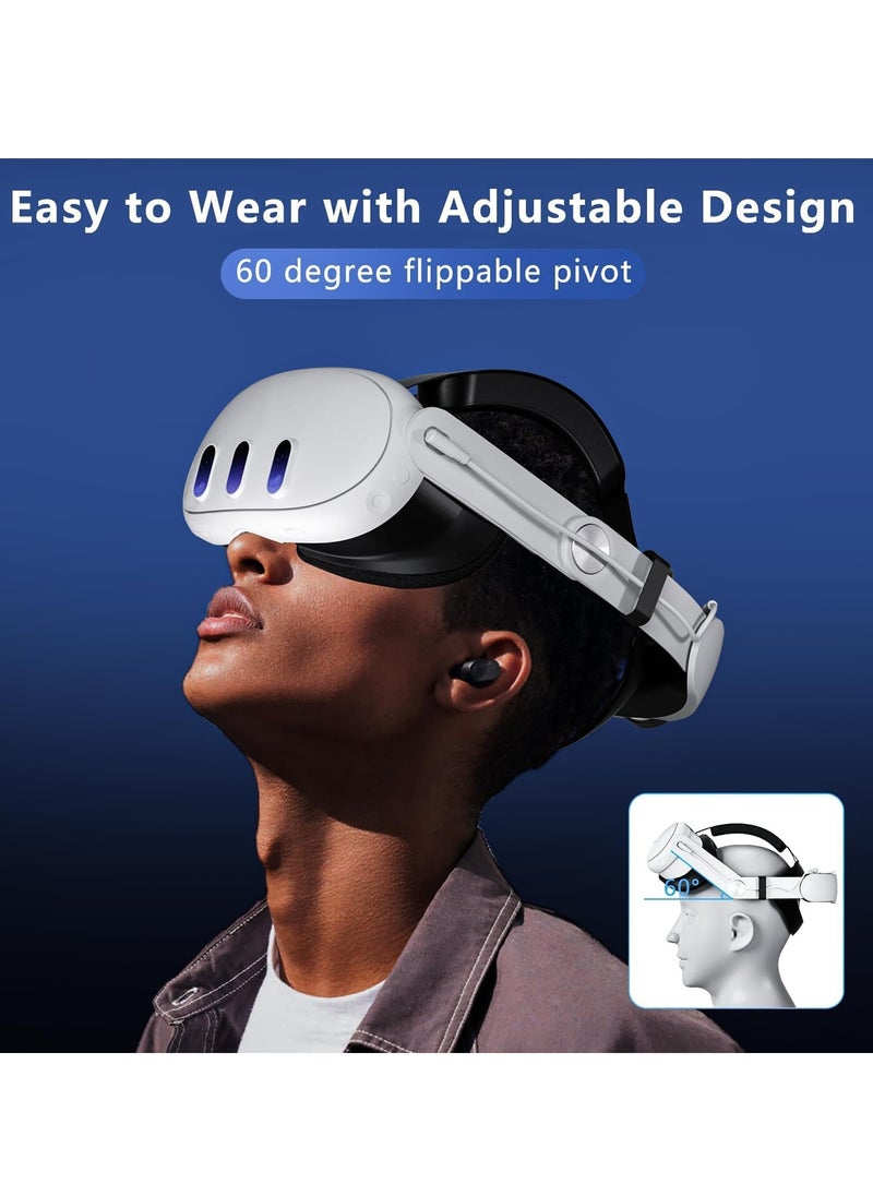 Head Strap with 10000mAh Battery for Oculus/Meta Quest 3, Adjustable Headband Bracket with RGB Light, Extend 2-4 Hours Playtime & Pressure Reduction VR Accessory