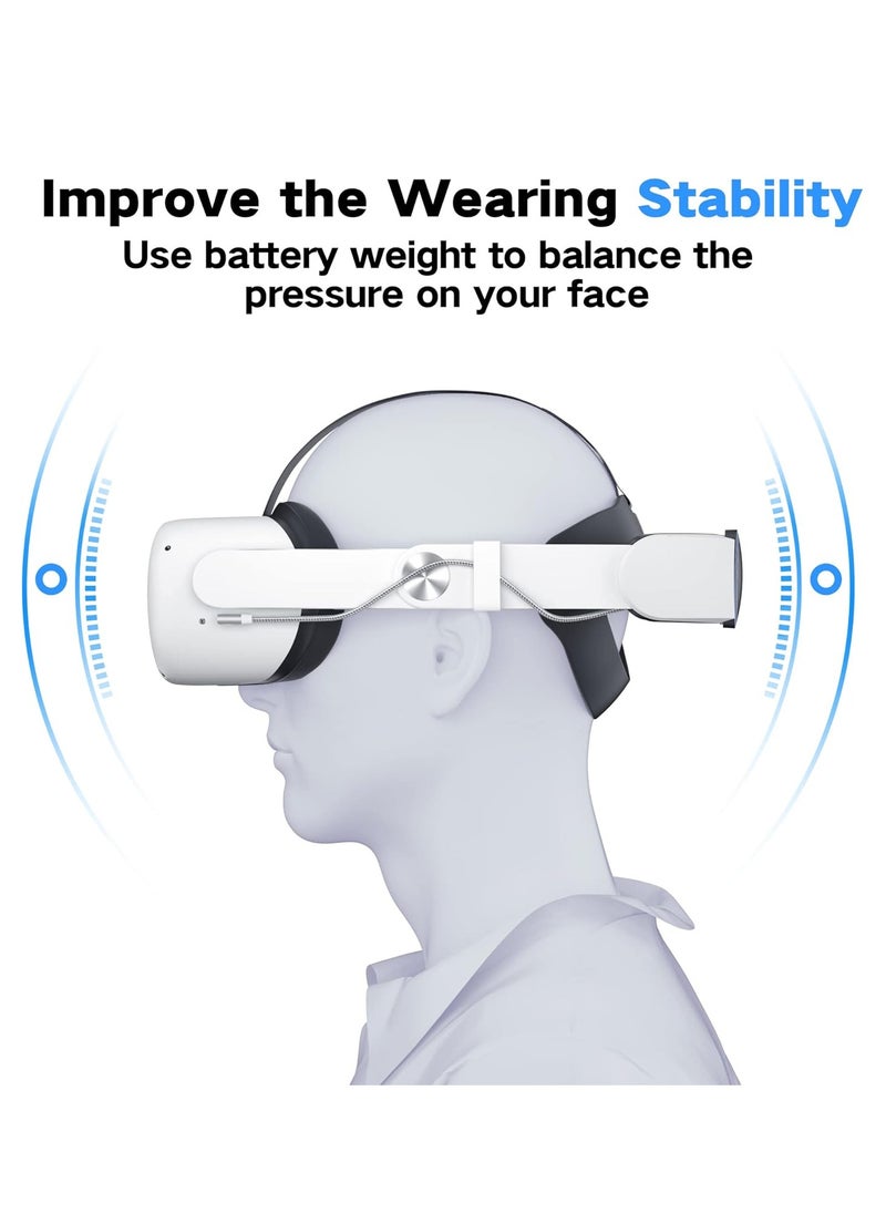 Head Strap with 10000mAh Battery for Oculus/Meta Quest 3, Adjustable Headband Bracket with RGB Light, Extend 2-4 Hours Playtime & Pressure Reduction VR Accessory