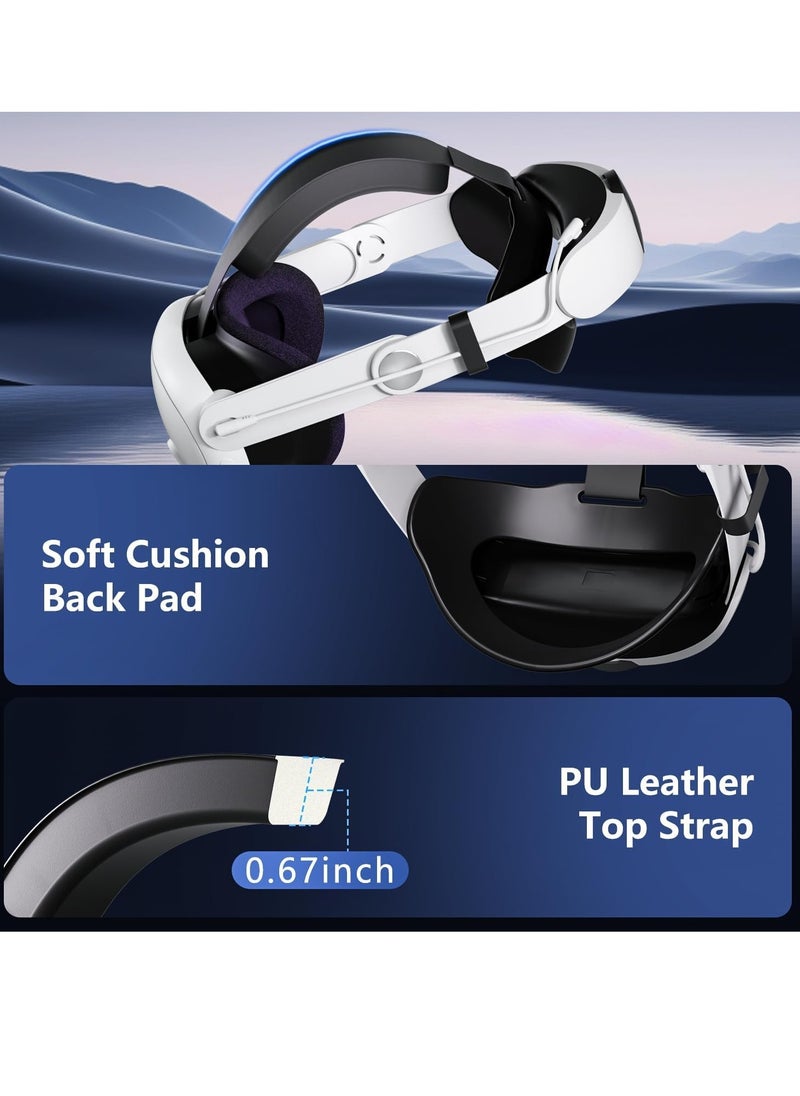 Head Strap with 10000mAh Battery for Oculus/Meta Quest 3, Adjustable Headband Bracket with RGB Light, Extend 2-4 Hours Playtime & Pressure Reduction VR Accessory
