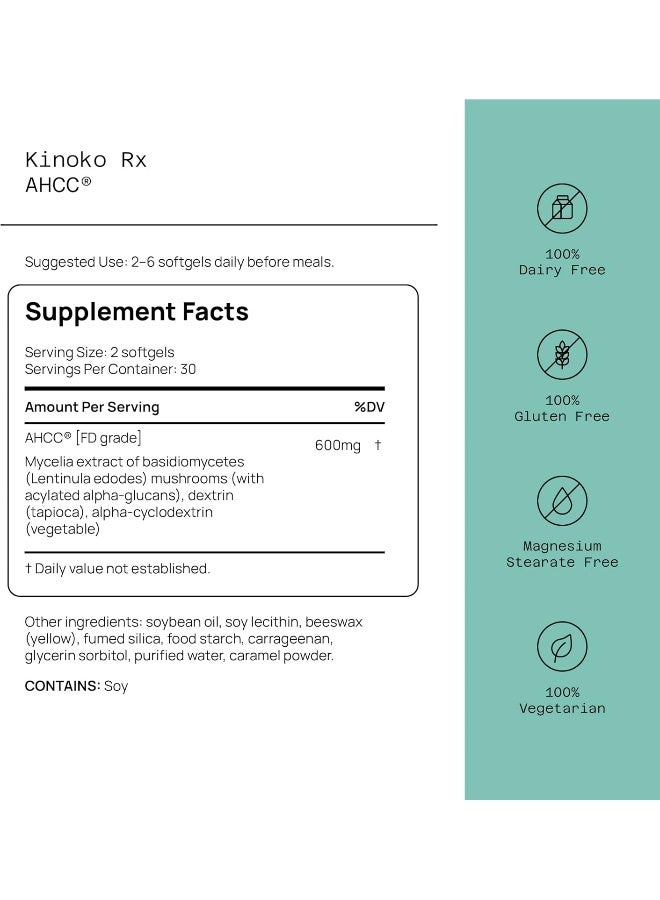 Kinoko Rx AHCC, 300 mg, 60 Softgels