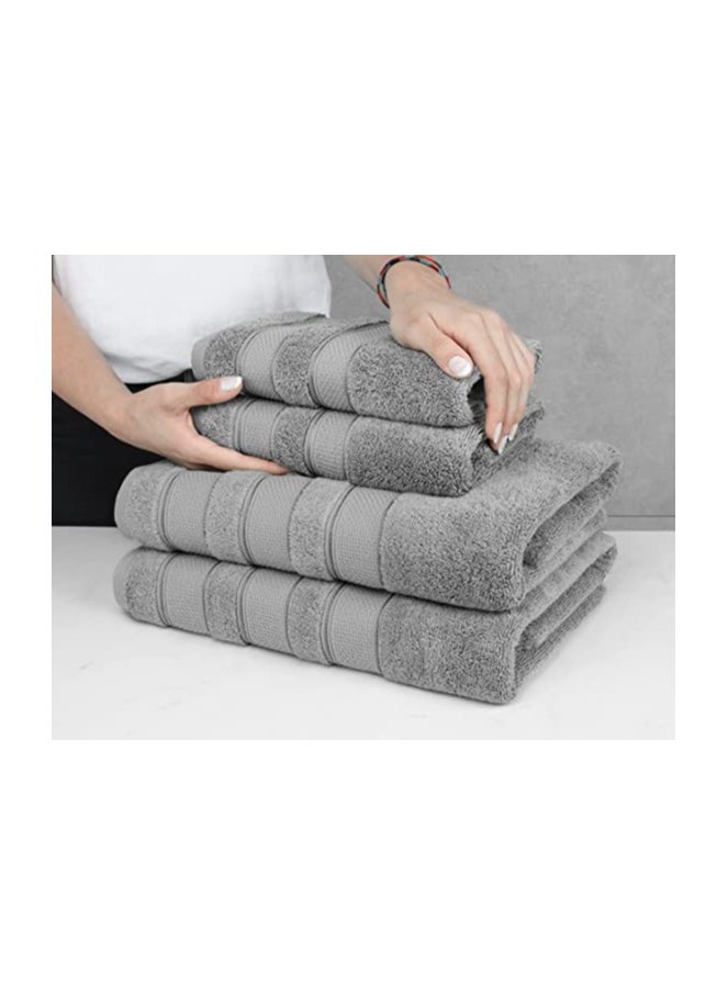 6-Piece Towel Set 100% Turkish Genuine Cotton Super Soft & Absorbent Luxury Hotel Quality 600 GSM Cotton Bathroom Towels, 2 Bath Towels, 2 Hand Towels, 2 Washcloths, Light Grey